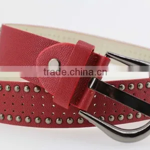 Women's Porpular Studded 35Mm PU Leather Belt With Hematite Buckle thumbnail-5