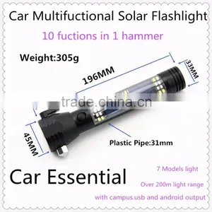 Gift Box-2016 NewTen Functions in One Flashlight,Solar LED Torch With Hammer Campus USB Android Output Car Essential Emmergency thumbnail-1
