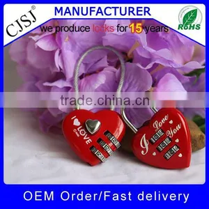 High Security Red Love Padlock Combination With Wire in Stock thumbnail-1