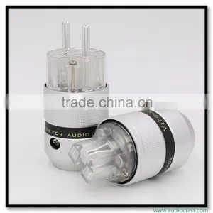OEM/ODM Viborg Audio Aluminum Silver Plated Schuko European Power Plug Male EU Connector+IEC Female Connector thumbnail-5
