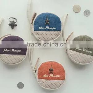 Promotional Retrostyle Round Shape Canvas Coin Purse Made in China thumbnail-1