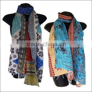 India Long Hand Kantha Embroidery Scarf Stole Wrap Shawl thumbnail-1