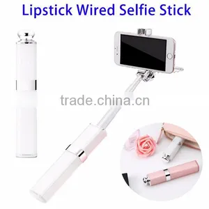 OEM Extendable Lipstick Shape Selfie Stick, Wired Mini Monopod Selfie Stick As Seen on TV thumbnail-1