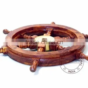 WOODEN NAUTICAL SHIP WHEEL 15" thumbnail-3