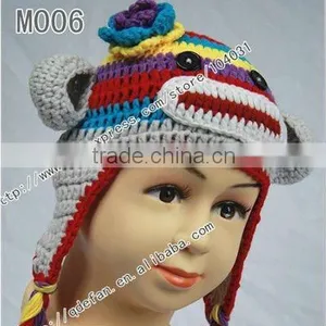 Hot Sale !Free Shipping 100% Cotton Crochet Multicolor Soft Monkey Hat / Crochet Beanie Caps/ ny Fashion Hat/ Winter Hat thumbnail-1