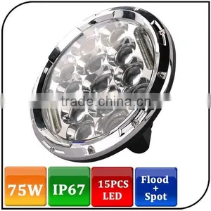 Warranty 1 Year 12V 24V 75W Truck Mounted Work Lights Black Led Flood Light 75W Work Light Offroad Light Bar thumbnail-1