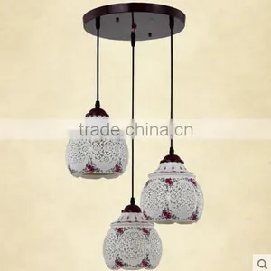 Asian E27 LED Vintage Pendant Light 3 Head Lamp Hanging Chinese Ceramic Loft Coffee Bar Restaurant Kitchen Lights thumbnail-3