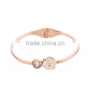 Newest Beautiful Bangle Design Zircon Stainless Steel Bangle thumbnail-1