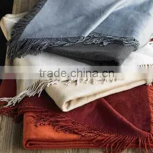 Silk Throw With Fringe Silk Blanket thumbnail-1