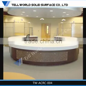 Modern Elegant Style Commercial Man Made Stone Curved Reception Desk thumbnail-1