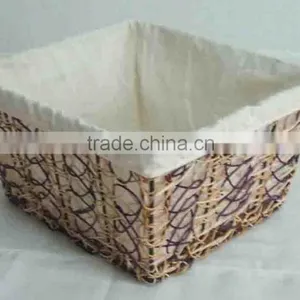 Rattan With Iron Frame Laundry Basket and Cotton Linning Inside thumbnail-1
