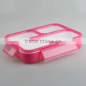 Leakproof Kids Children's Plastic Lunch Box 3 Compartment China Factory thumbnail-3