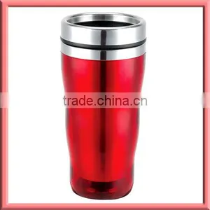 Colorful Travel Mug With Slim Waist Design ,plastic Outer Stainless Stell Inner thumbnail-1