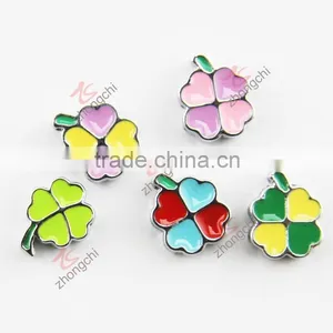 Lucky Clover Flat Metal Square Hole Spacer Charm Beads (JP08) thumbnail-1