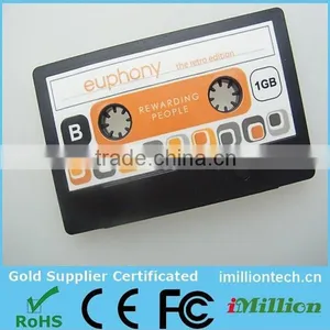 8g Cassette Tape USB Stick Flash Drive Black Color Full Colors Printing Custom thumbnail-1