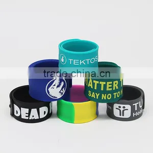 Custom Logo Silicone Rubber Slap Bracelets Bulk thumbnail-1