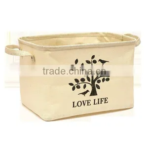 Coffee PE Coating Waterproof Printed Sturdy Jute Organizer Basket , Eco-friedly Jute Storage Basket thumbnail-1