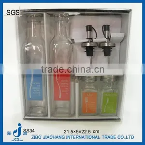 4pcs/set Printed Olive Oil Vinegar Glass Bottle Set in a PVC Box thumbnail-1
