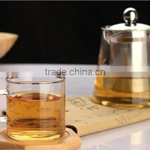 Glass Tea Saucer/Bamboo Saucer Coaster/Bamboo Tea Serving Tray thumbnail-1
