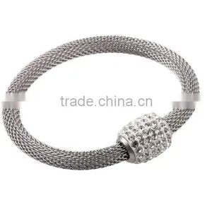 KS16773-K Top Sale Women's Stainless Steel Magnet Clasp Mesh Crystal Jewelry Sets thumbnail-3