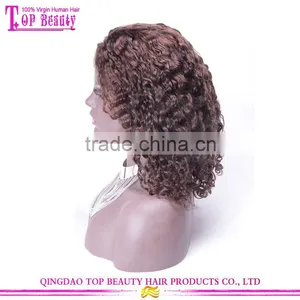Chocolate Brown Loose Curly Wholesale 100% Natural Indian Women Hair Lace Front Wig thumbnail-1
