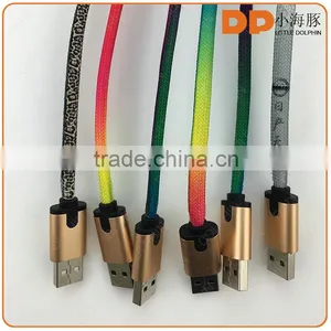 Shoelace Design Gold-plated USB 2.0 OEM Shoelace 2 in 1 LED Usb Cable for Iphone thumbnail-1