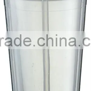 Double Wall Plastic Milk / Tea Cup With Straw thumbnail-1