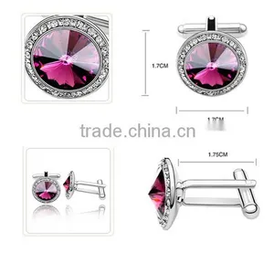 Purple Crystal Metal Cufflinks Customized Wedding Accesories Cuff Link for Man thumbnail-4