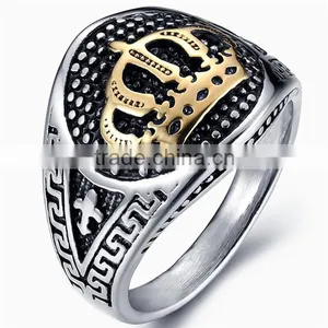 Hiphop Gothic 316L Stainless Steel Gold Crown Ring for Men thumbnail-6