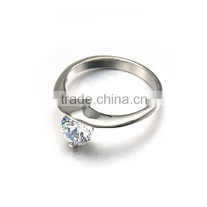 Unique Design Luxury Zircon Wedding Band Finger Rings Women Stainless Steel Engagement Ring thumbnail-2