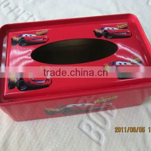 Rectangular Red Size200*120*70mm Thick Clear Window Tissue Tin Box thumbnail-1
