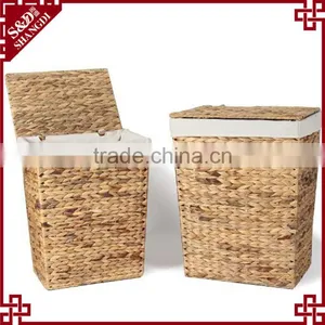 Fashion New Water Hyacinth Dirty Clothes Laundry Baskets With Lid & Liner thumbnail-1