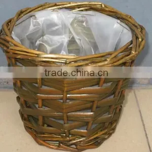 100%Handmade Plastic Lined Grey Wicker Baskets for Plants Wicker Flower Plant Pot thumbnail-6