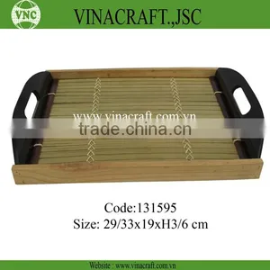 Bamboo Lap Tray With Black Handles thumbnail-1