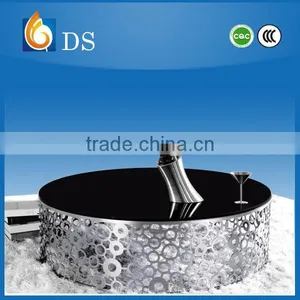 Round Glass Coffee Table BJ1802 Stainless Steel Table for Living Room thumbnail-1