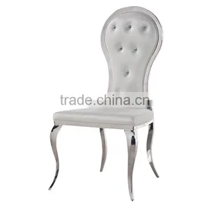 Elegant White PU Banquet Weeding Chair With Button thumbnail-2