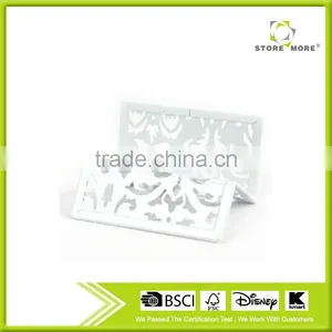 White Metal Punched Office Desk Name Card Holder thumbnail-1