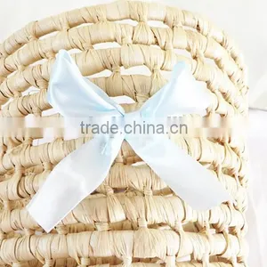 Mini Woven Cute Corn Husk Natural Gift Basket With Bowknot thumbnail-4
