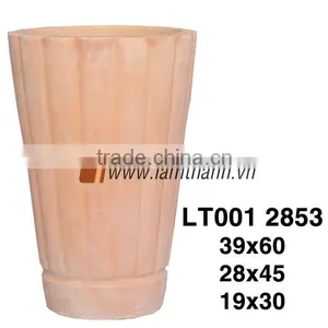 Vietnam Cylinder Romance White Wash Terracotta Flower Pot thumbnail-1