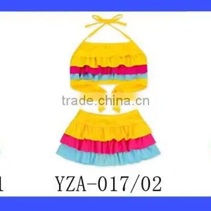 2017 New Arrival Summer Girls Colorful Ruffle Bikini Swimming Wear thumbnail-6