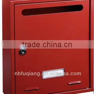 Apartment Wall Mounted Red Metal Mailbox thumbnail-1