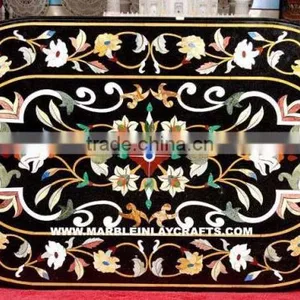 Luxurious Beautiful Oval Marble Inlay Dining Table Top thumbnail-1