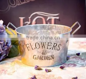 Set of 3 Indoor or Outdoor Decorative Colorful Antique Galvanized Metal Flower Pot thumbnail-3