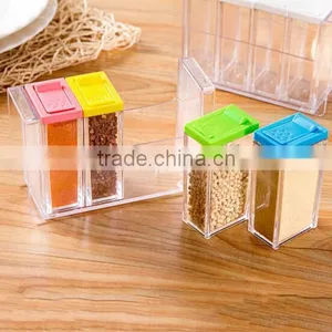 Transparent Rectangle 4 Cases Seasoning Box Spice Box Set Plastic Spice Bottles Wholesale thumbnail-1