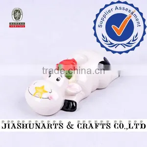 Cute Lies Prone Cows Ceramic Table Decoration thumbnail-1