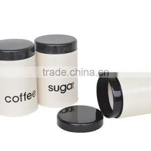Plastic Lid Tea Sugar Coffee Kitchen Container Set of 3 thumbnail-1