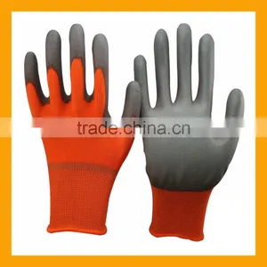 Grey PU Dipped Palm and Fingers Nylon Work Gloves thumbnail-1