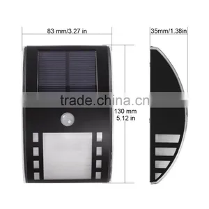 White 3 LED Solar Power PIR Motion Sensor Wall Light Outdoor Garden Fence Lamp thumbnail-1
