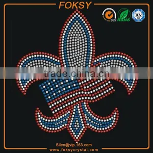 American Flag in Fleur de Lis Hotfix Rhinestone Transfers thumbnail-2