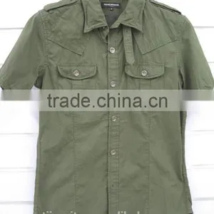 100% Cotton Poplin Men's Crinkle Shirts , Summer Short Sleeve Shirts thumbnail-1